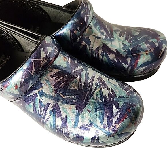 Dansko Professional Clog Painted Multicolor Patent Leather Size EU 38 US 7.5 8 - Picture 8 of 11